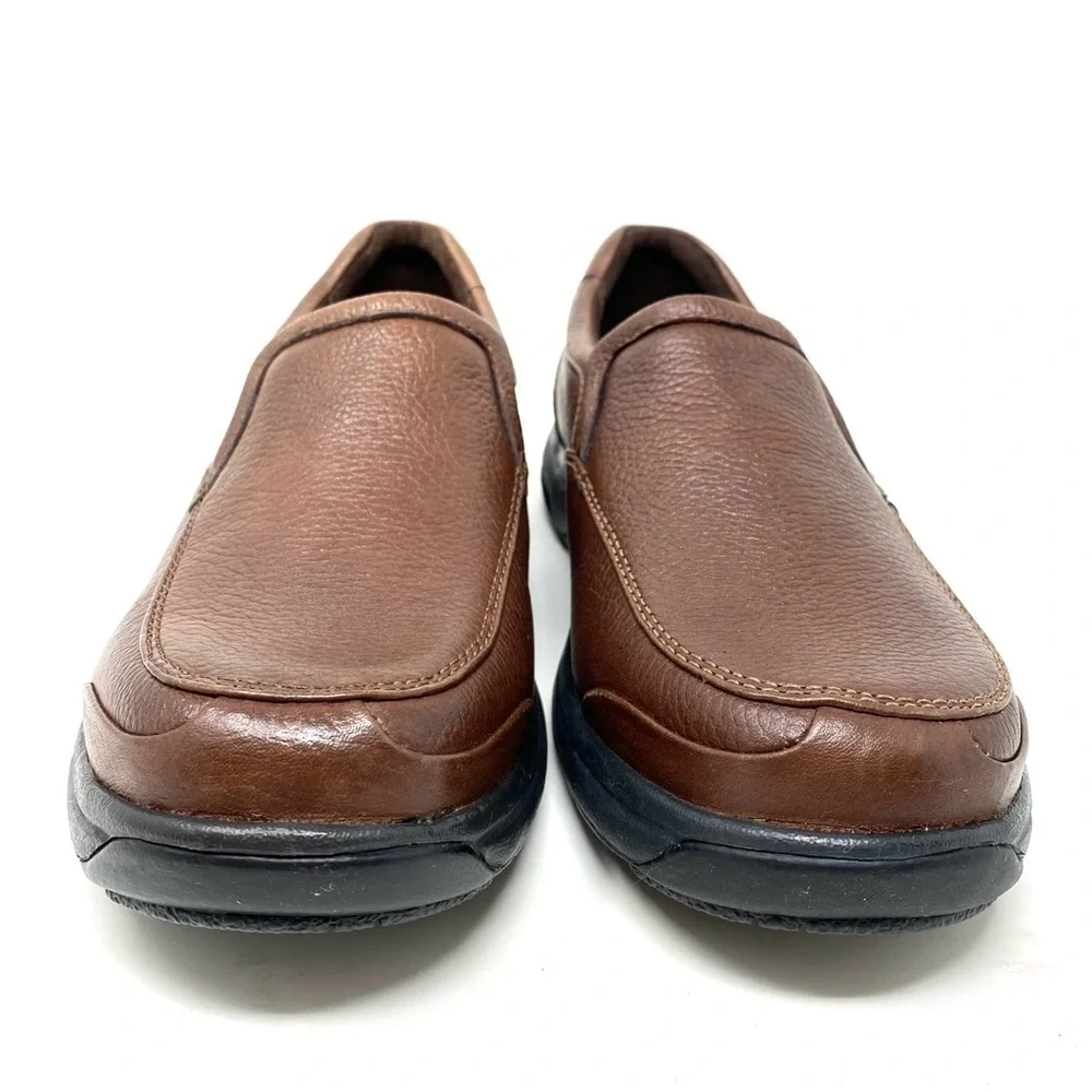 Dunham Battery Park Leather Slip On Brown Loafer